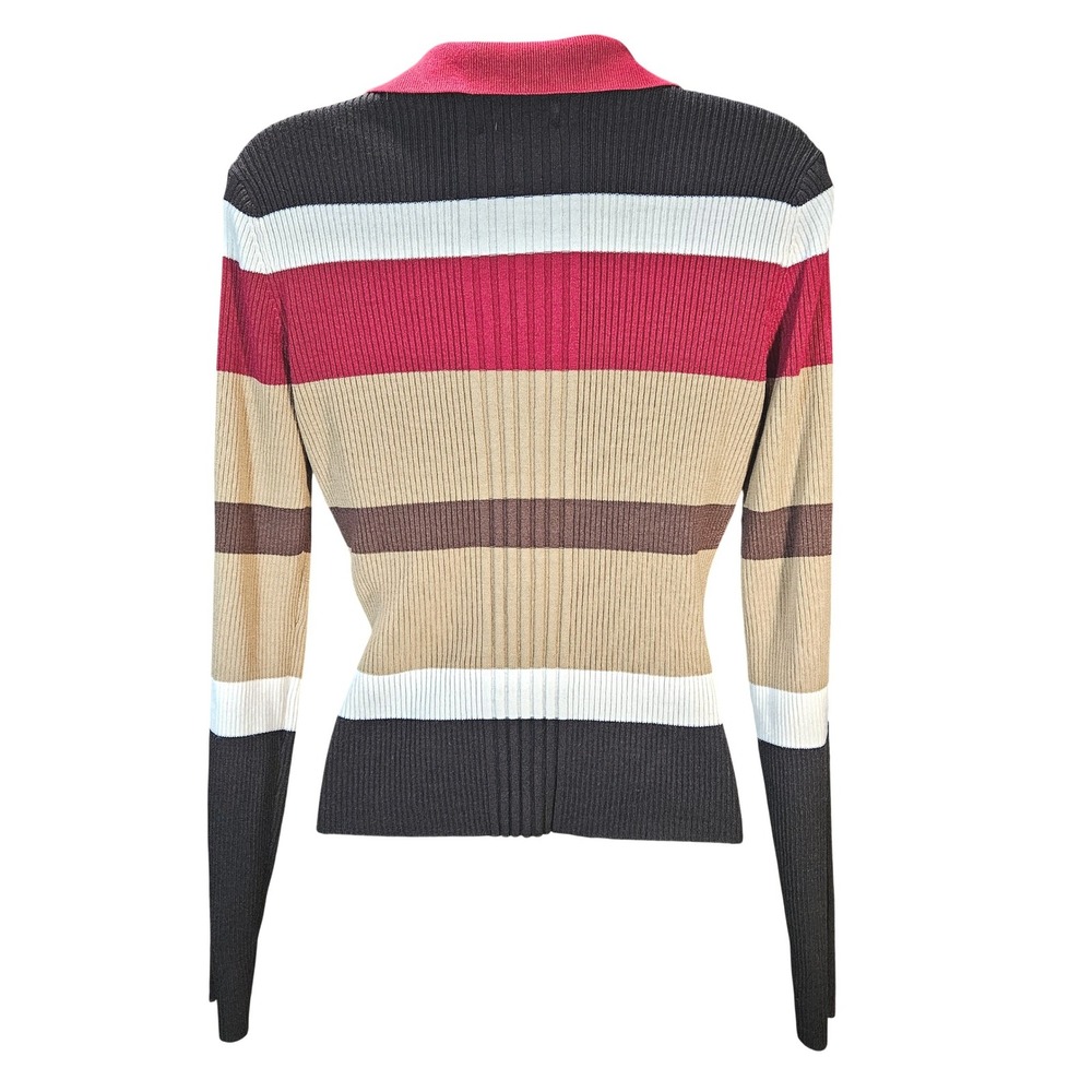 SO Vintage Y2K Striped Colorblock Cardigan Sweater L Earth Tones‎ Indie - Picture 2 of 10